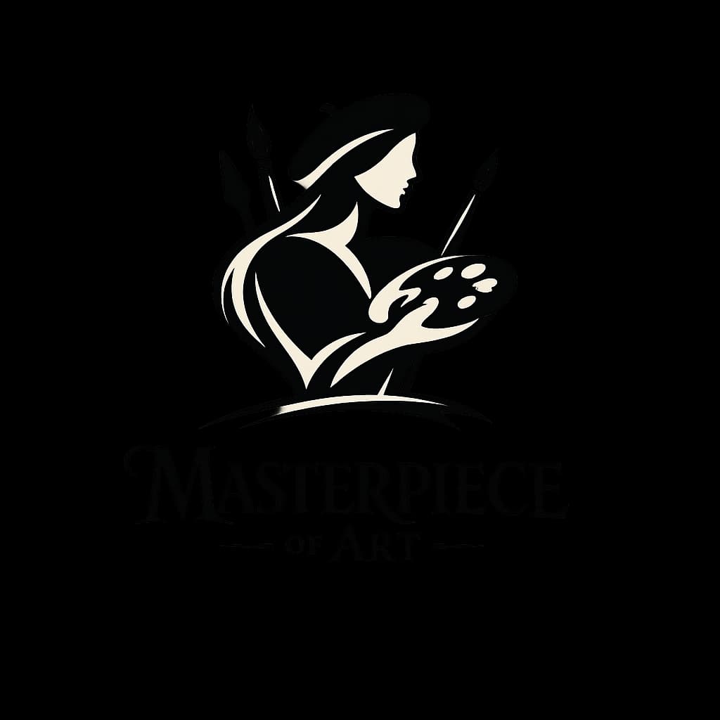 Abstract figure logo for Masterpiece of Art Painting with word mark